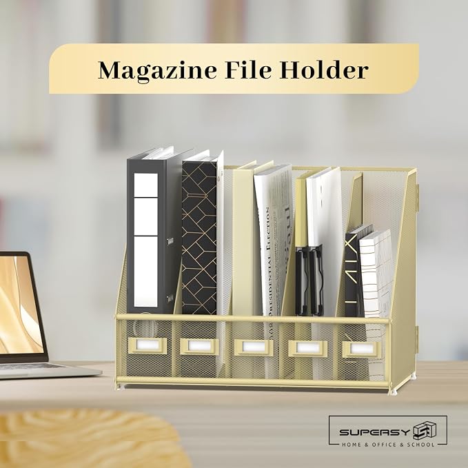 SUPEASY Desk Organizers Metal Desk Magazine File Holder - Image 2