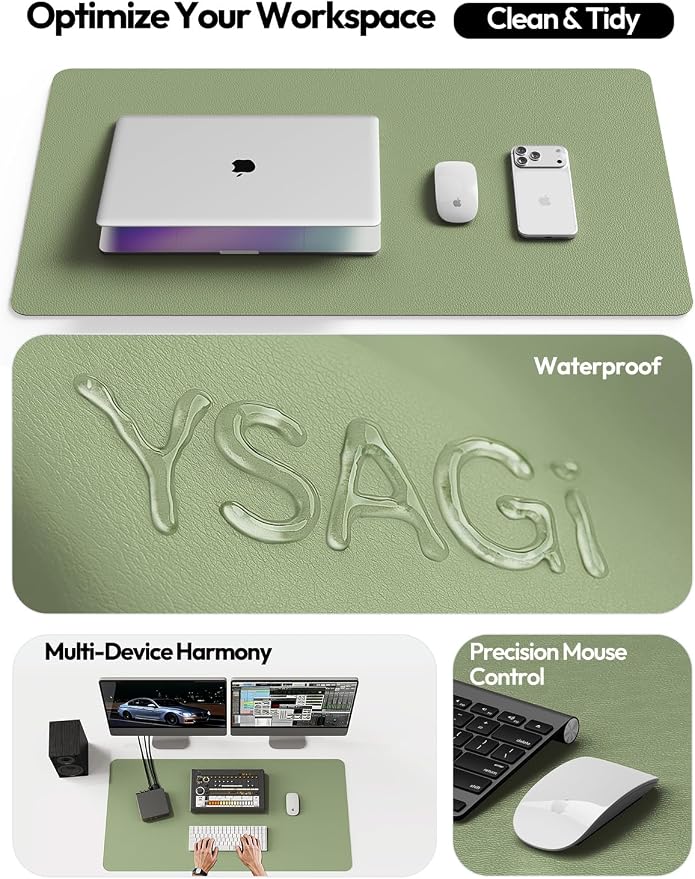 YSAGi PU Leather Desk Pad Protector – Non-Slip Waterproof Desk Mat - Image 8