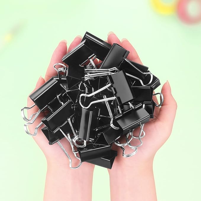 ZZTX Black Binder Clips Paper Clamps Clips Medium Size, 1.3 Inches, 36 Pack - Image 5