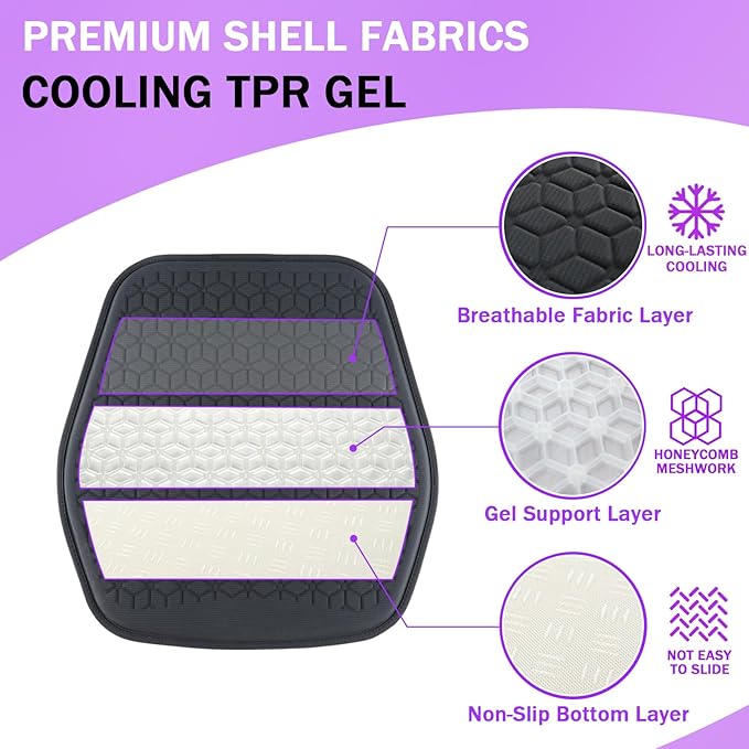 Thin Gel Seat Cushion for Car Seat, Office Chair, Wheelchair, Golf Cart - Image 3
