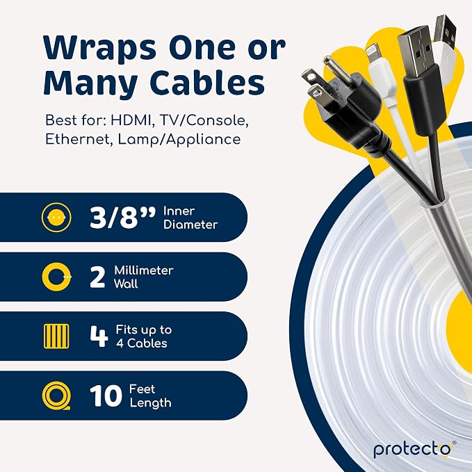 PROTECTO Heavy Duty Cord Protectors from Pets No Chew Solution, 10ft Easy to - Image 6
