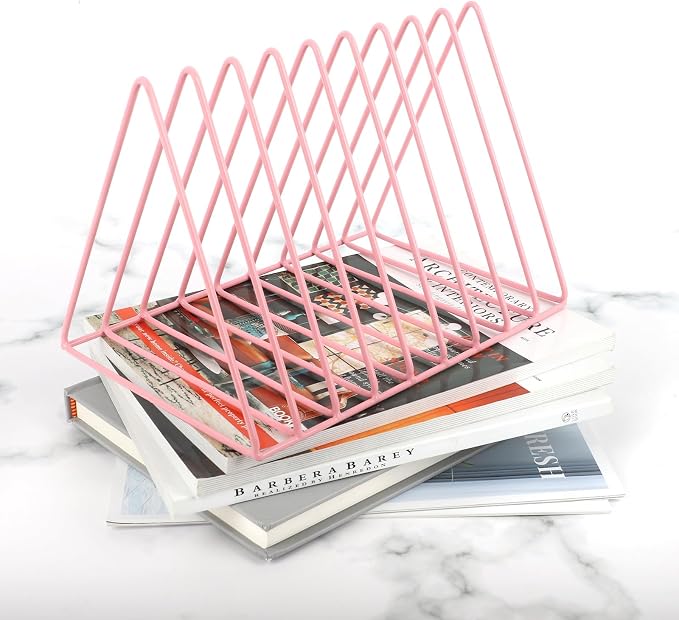 EASEPRES Vinyl Record Holder Storage, 9 Slot Metal Magazine Book Album Display - Image 5