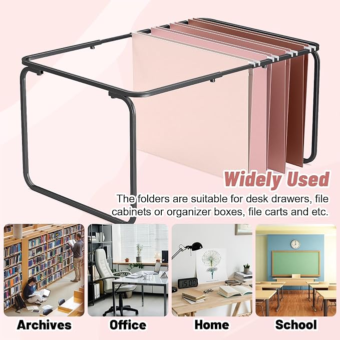 Whaline 36 Pack Dusty Pink Hanging File Folders Letter Size 4 Colors Pink File - Image 4