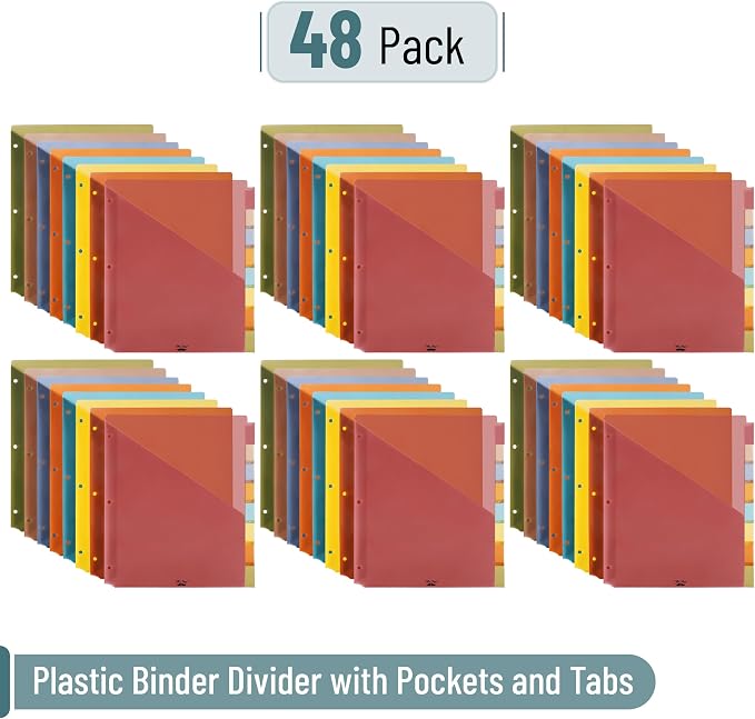 Mr. Pen- Binder Dividers with Pockets and Tabs, 48 Pack | Vintage Color - Image 2