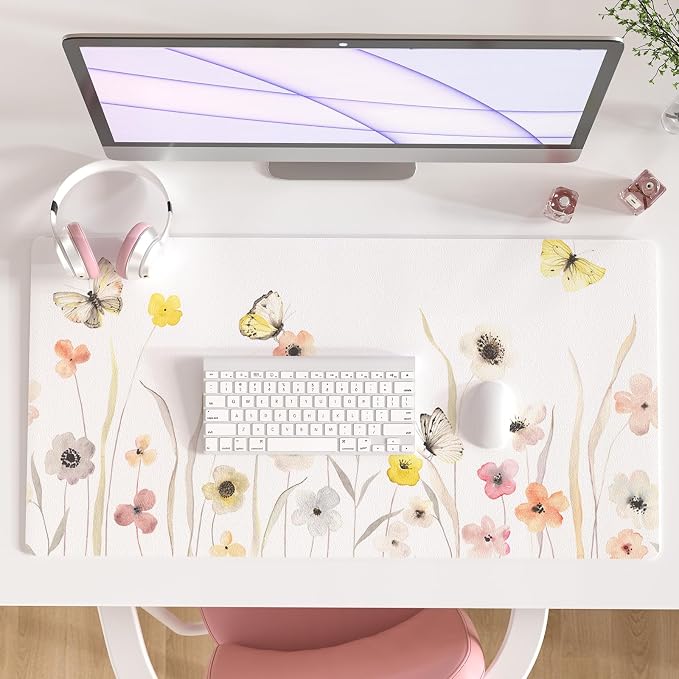 Colorful Star Large Mouse Pad, Watercolor Floral Desk Mat Office Supplies by ColorfulStar