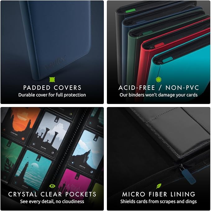 Vault X 9 Pocket Zip Binder, 360 Cards, Exo-Tec Material, 20 Side-Loading Pages - Image 7