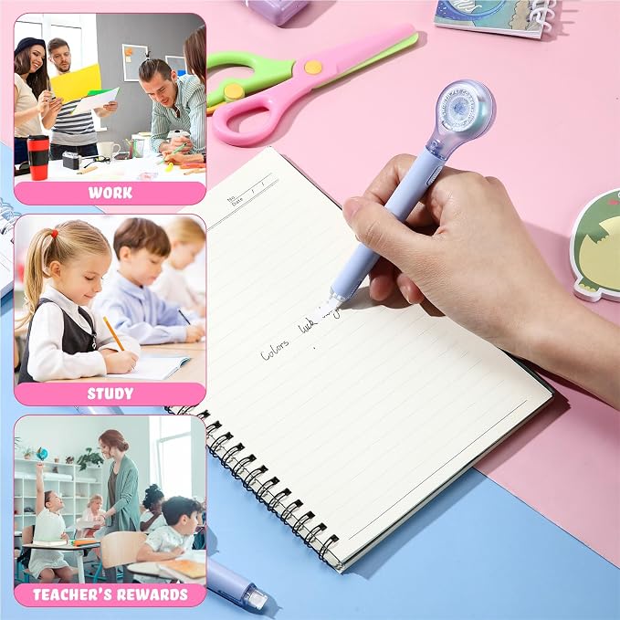 Gersoniel 10 Pack Correction Tape Pen Correctional Ink Tape Push Pull Protective - Image 5