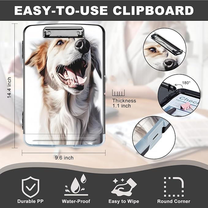Clipboard with Storage, Heavy Duty Plastic Storage Clipboard with Low Profile - Image 2