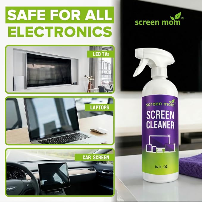 Screen Mom Screen Cleaner Spray and Microfiber Cloth 16oz Screen Cleaner Spray - Image 2