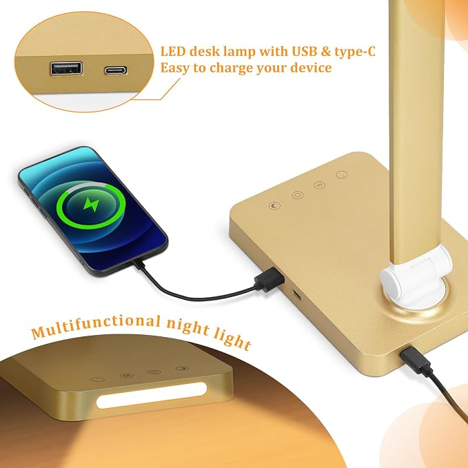 LED Desk Lamp with USB Ports, Touch Desk Lamps - Image 4