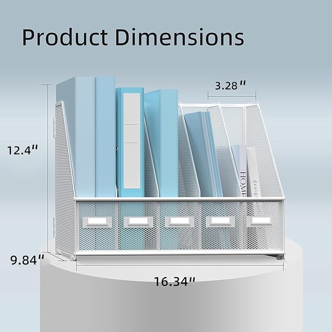 SUPEASY Desk Organizers Metal Desk Magazine File Holder - Image 3