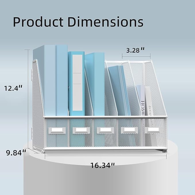 SUPEASY Desk Organizers Metal Desk Magazine File Holder - Image 3