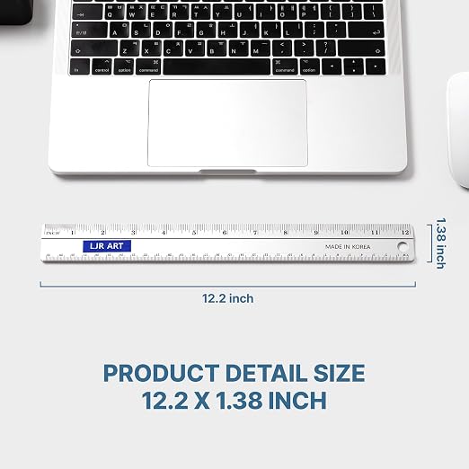 12 Inch Aluminum Cutting Ruler, Dual Scale Inch/Metric Measuring Tool - Image 6