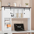 Large Desktop Bookshelf with Sliding Barn Door, 47.2''W Desk Shelf Display Rack by Homiflex