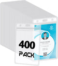 400 Pack Vertical ID Badge Holders Clear Plastic Waterproof Card Holder by BESARME