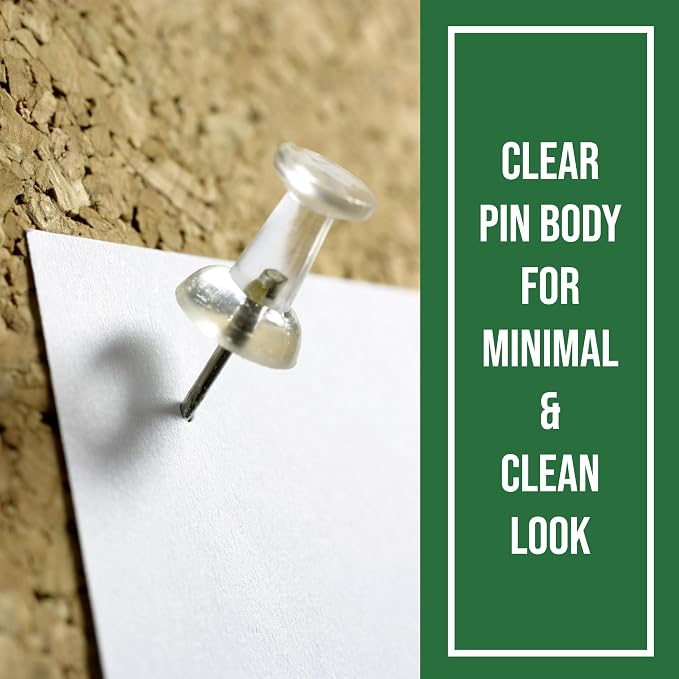 Clear Thumb Tacks for Wall 100- Pack - Image 2