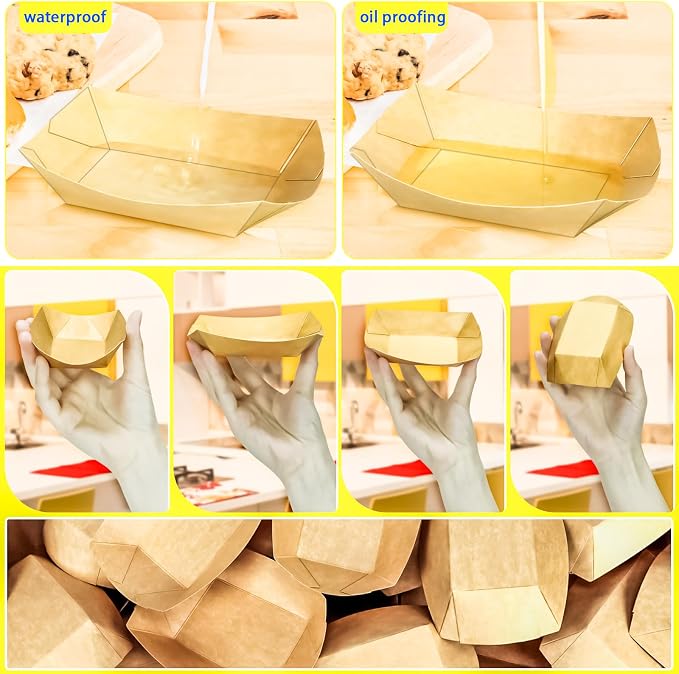 100 Pack 1/4Lb Paper Food Boat Trays Disposable Small Paper Boats Plates - Image 5