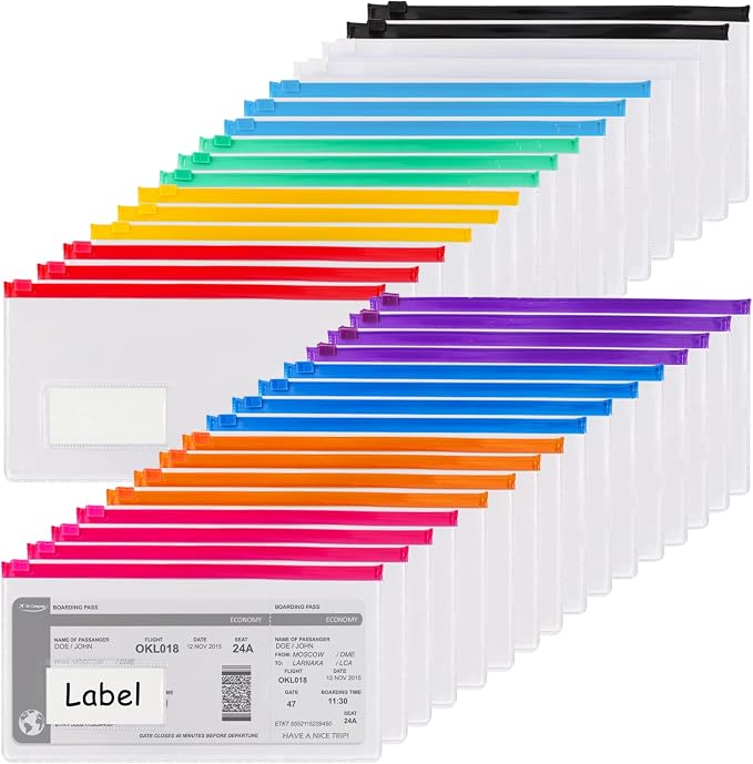 EOOUT 32pcs Poly Zip Envelope, Reusable Envelopes, Pencil Case Bulk, Bill Bag by EOOUT