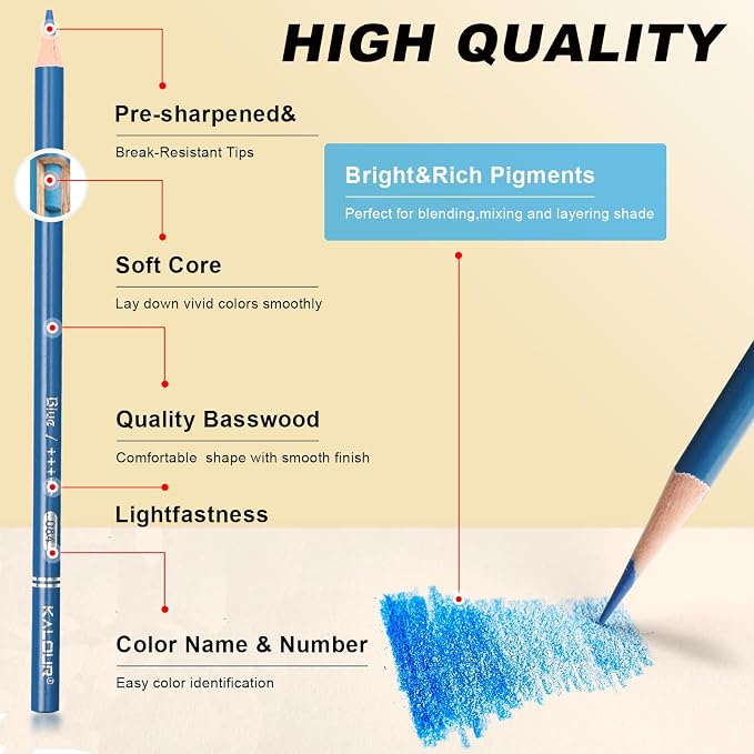 KALOUR Premium Colored Pencils, Artists Soft Core - Image 3