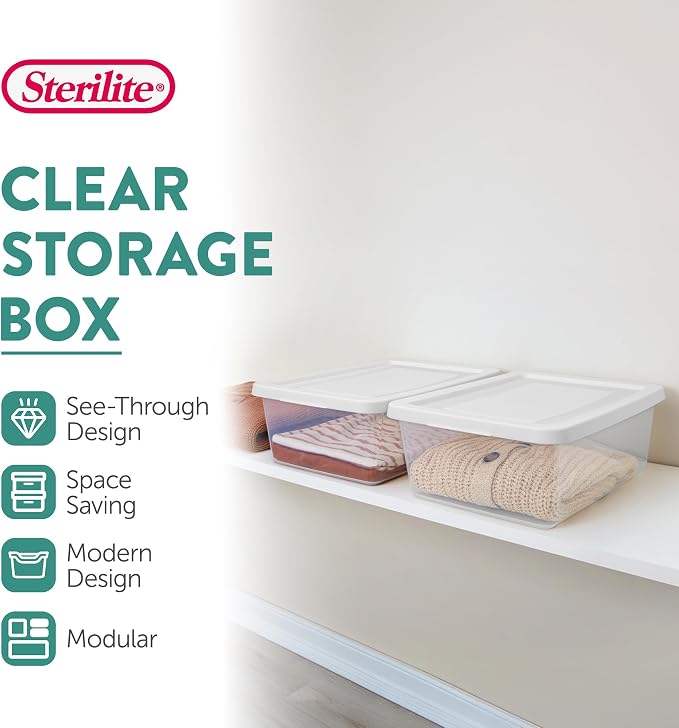 Sterilite 24-Pack Clear Storage Box, Stackable Container Bins - Image 2