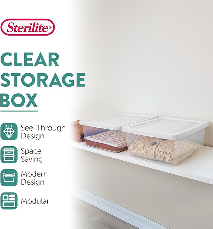 Sterilite 48 Pack Storage Box, 12 Quart Stackable Tote - Image 2