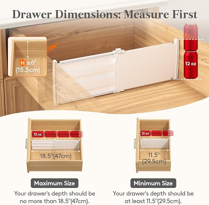 Lifewit 6" Tall 9 Pack Drawer Dividers, 11.5"-18.5" Adjustable Deep Drawer - Image 3