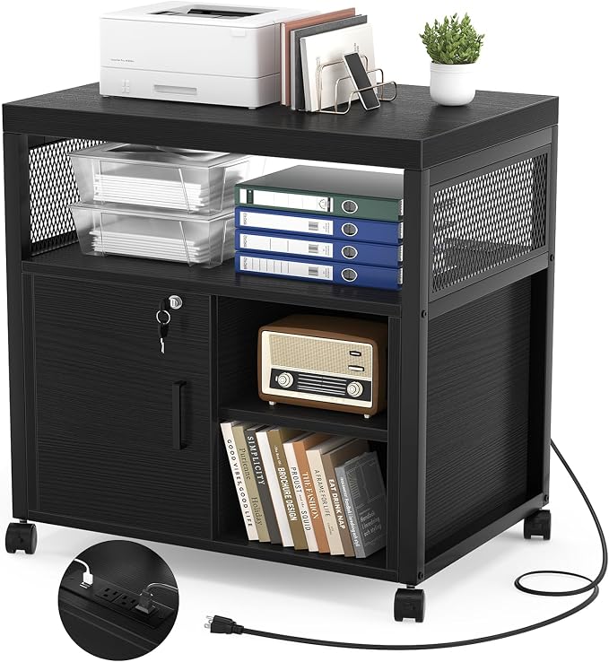 Unikito Lateral File Cabinet, Locking Office Printer Stand by Unikito