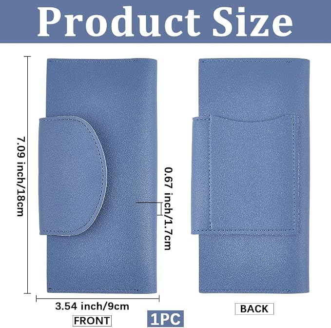 PU Leather Cash Envelope Wallet Blue All in One Long Bifold 2 Tier Reusable - Image 2