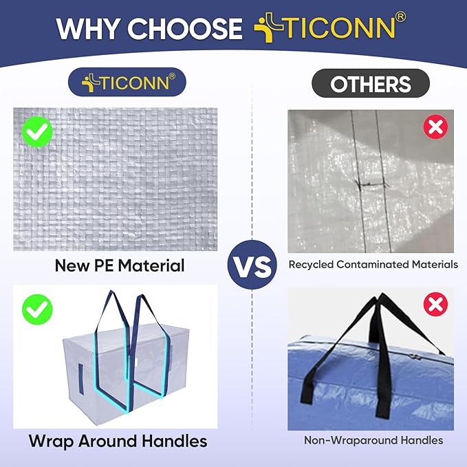 TICONN 4 Pack Extra Large Moving Bags Heavy Duty - Image 4