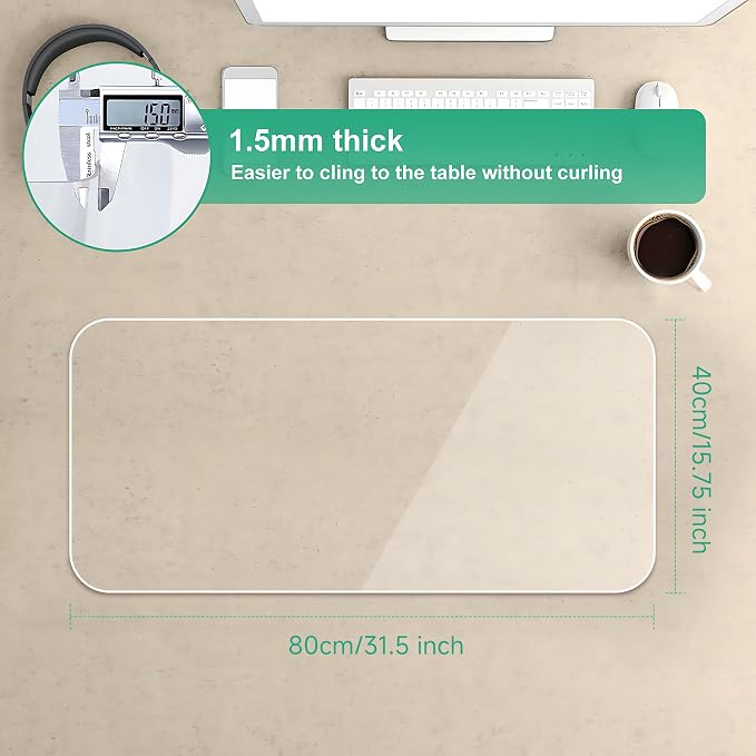 NATRKE Clear Desk Mat Pad, 31.5"x15.7" Large Transparent Computer Desk Mat - Image 5