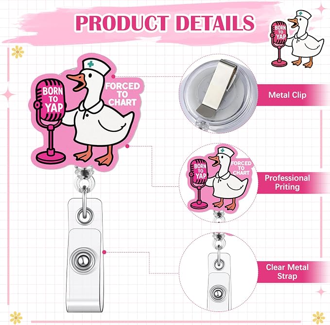 Feifeiya 24 Pcs Funny Badge Reel Nurse Cute Retractable Name ID Clip Badge - Image 3