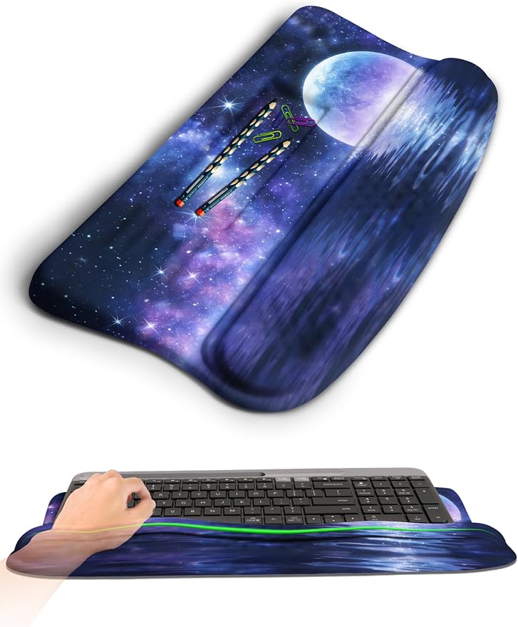 Ergonomic Wave Wrist Rest with Keyboard Stand, Cushioned Palm Rest, Comfortable by KUOSGM