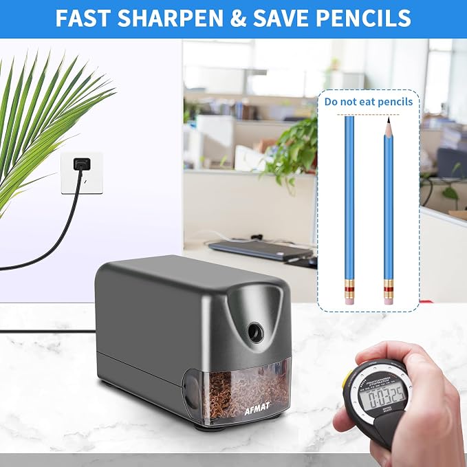 AFMAT Heavy Duty Electric Pencil Sharpener, Auto Stop Classroom Pencil - Image 4