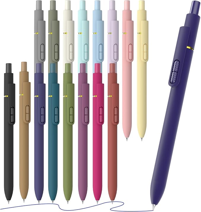 Blue Gel Pens 16 Pack with Fidget Clip, 0.7mm Quick Dry | Retractable Smooth - Image 9