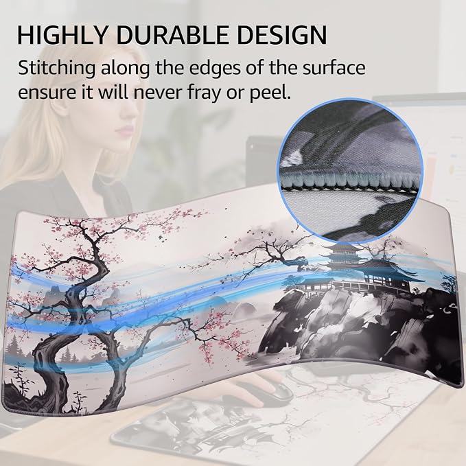 KTRIO Large Gaming Mouse Pad, Desk Mat, 31.5 x 15.7 in, Zen Sakura, XXL | - Image 4