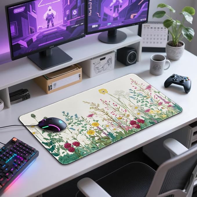 Wildflower Garden Large Gaming Mouse Pad 31.5"x15.7"｜ XXL Desk Mat, Non-Slip - Image 7