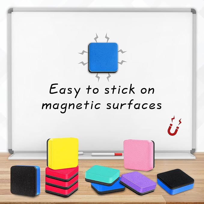 Cube Dry Erase Erasers, 96 Packs Mini Magnetic Whiteboard Dry Erasers in 6 - Image 6