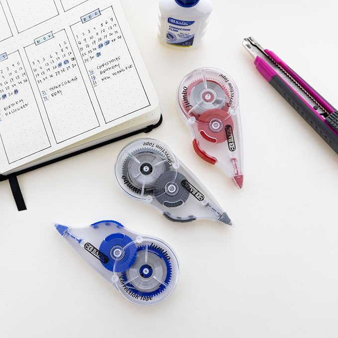 BAZIC Products Jumbo Correction Tape, 5 mm x 394 in, Dry White Film, - Image 6