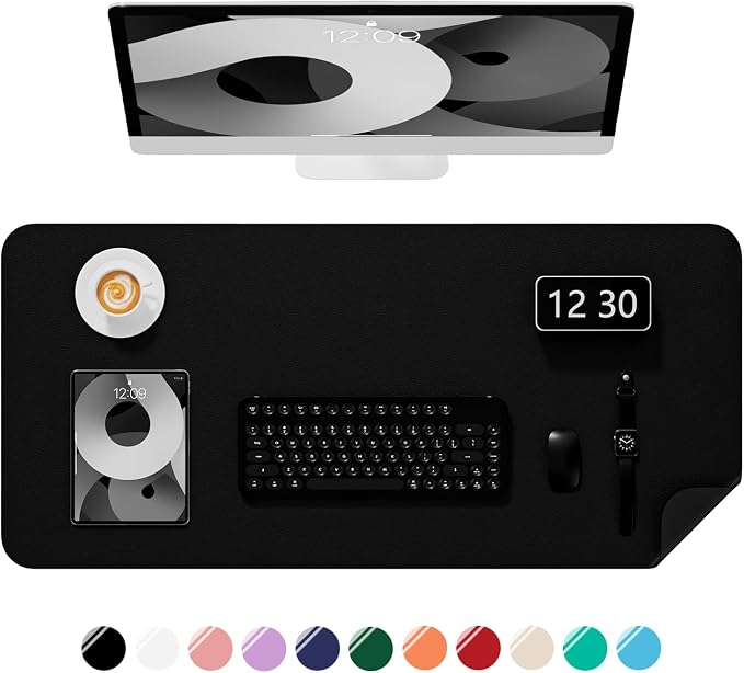Desk Pad, 23.6" x 13.8" PU Leather Non-Slip Desk Mat Large Mouse Pad by Niniubye