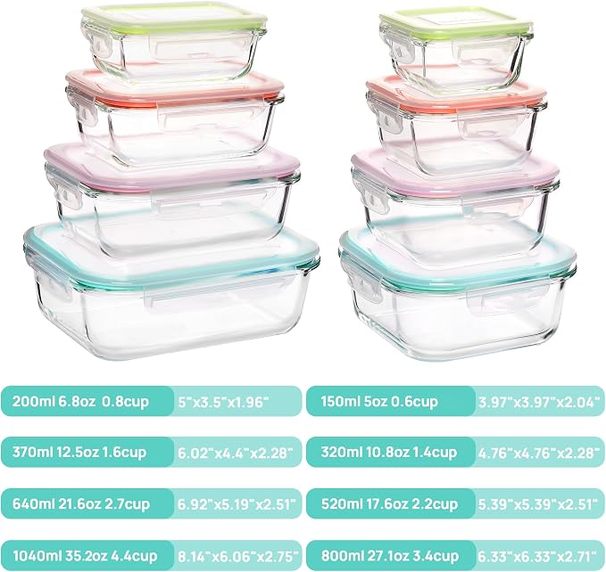 Vtopmart 8 Pack Glass Food Storage Containers - Image 2