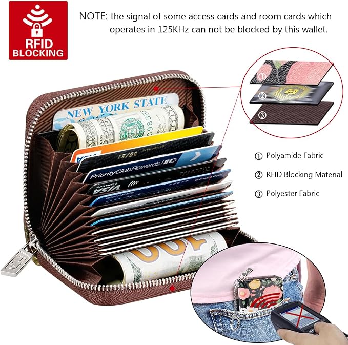 FurArt Zipper Wallet Women, RFID Blocking Credit Card Wallet, Business Card - Image 5