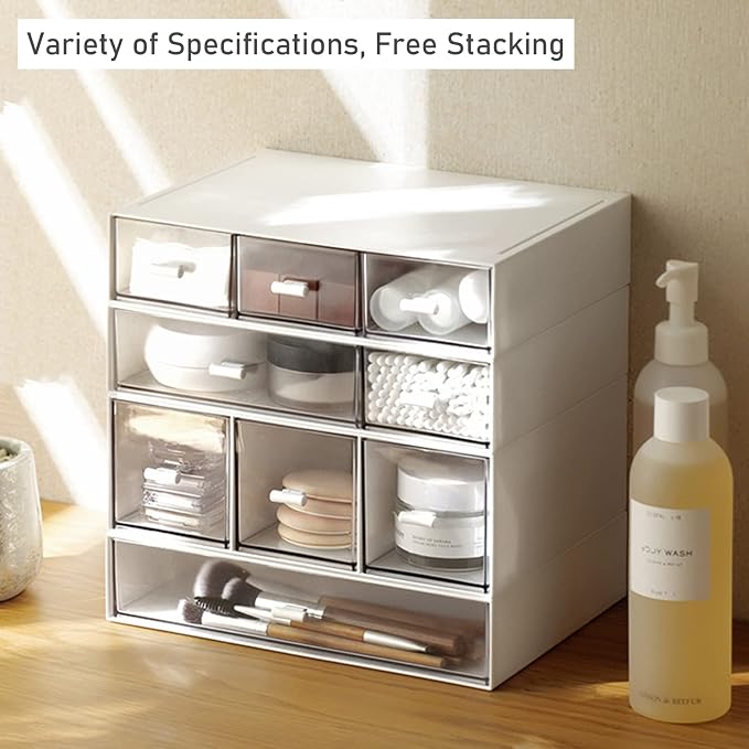 Desk Organizer-Stackable Storage Drawers, Plastic Compact Desk Storage Box - Image 7