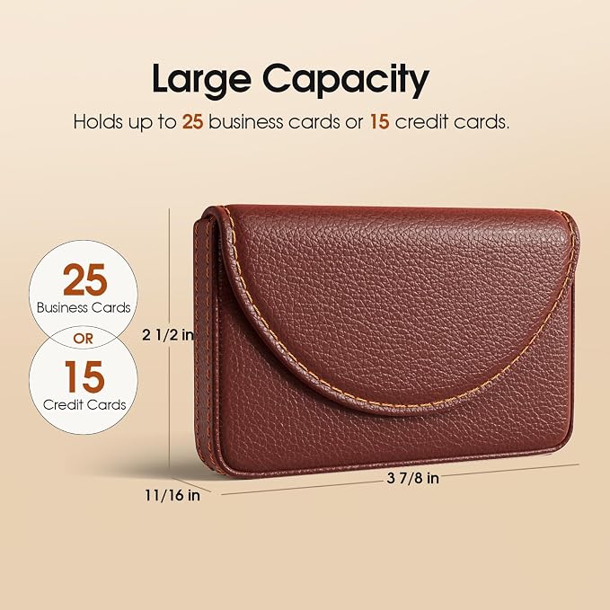 MaxGear Business Card Holder Case, PU Leather Business Card Case, Coffee | - Image 4
