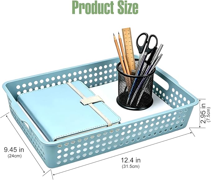 6 Pieces Plastic Turn in Bins for Classroom, Colorful Classroom Baskets - Image 2