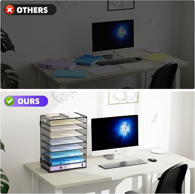 Marbrasse Paper Organizer Letter Tray, 9 Tier Mesh File Organizer - Image 3