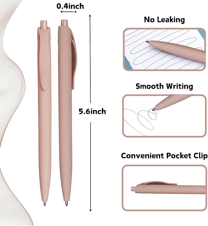 BallPoint Pens, 50 Pack, Bulk Pens, Pale Dogwood Pink Barrel, Click Pens - Image 3