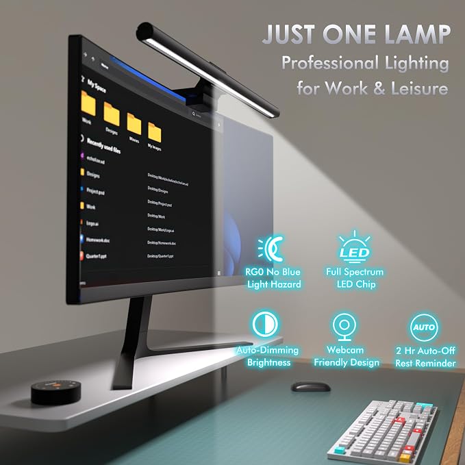 Quntis Monitor Light Bar with Remote, 16.7'' Eye Care No Glare Computer Light - Image 8