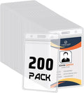 200 Pack Vertical ID Badge Holders Clear Plastic Waterproof Card Holder by BESARME
