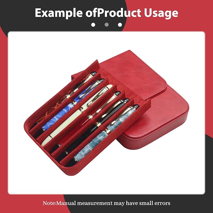 PU Leather 6 Fountain Pen/Pencil Tray Case, Magnetic Closure - Image 4