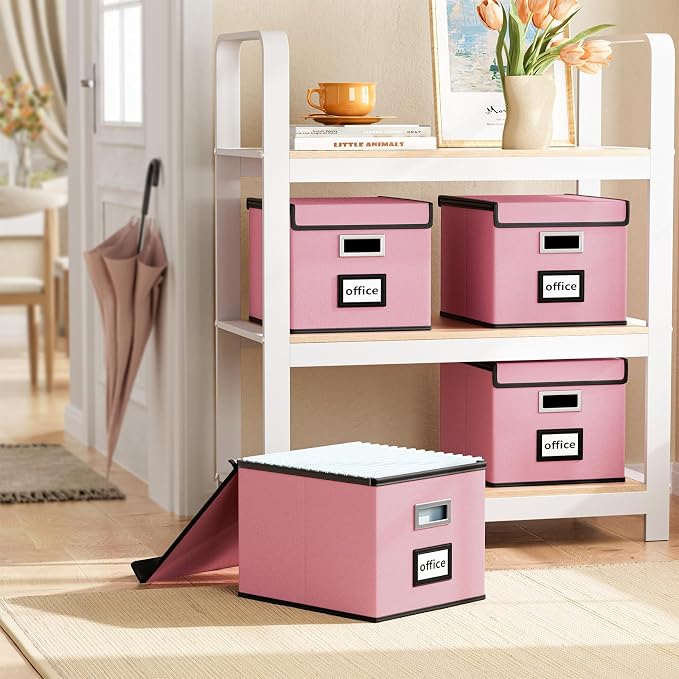 File Organizer Box with Lid, Collapsible File Folder Organizer - Image 2